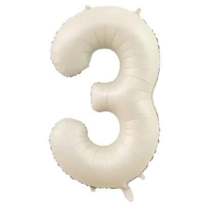 Balon broj 3 - 34”, Krem-Bela — Boom Baloni Podgorica