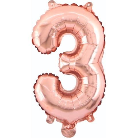 Balon broj 3 - 34”, Zlatno-Roze — Boom Baloni Podgorica