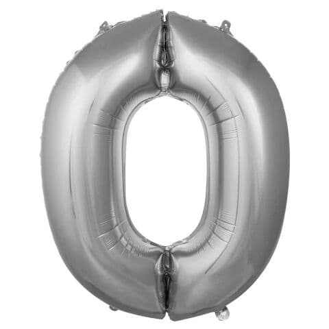 Balon broj 0 - 34”, Srebrna — Boom Baloni Podgorica