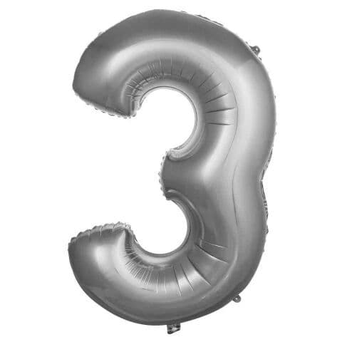 Balon broj 3 - 34”, Srebrna — Boom Baloni Podgorica