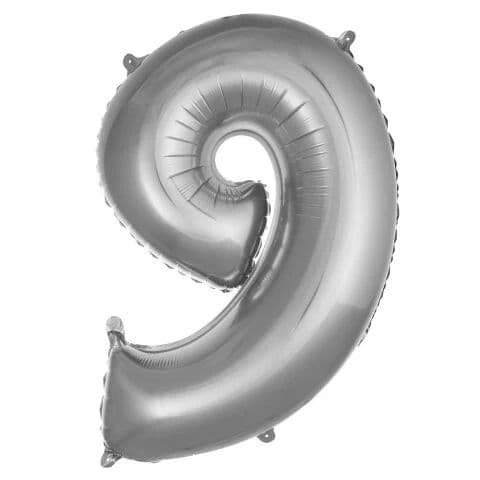 Balon broj 9 - 34”, Srebrna — Boom Baloni Podgorica