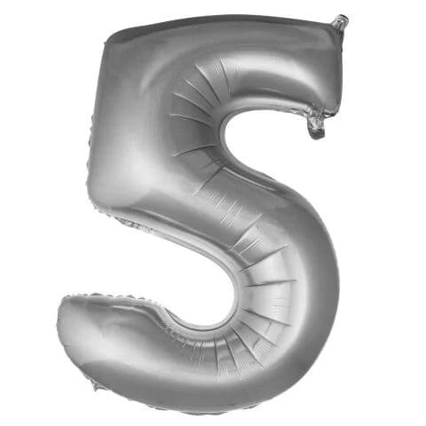 Balon broj 5 - 34”, Srebrna — Boom Baloni Podgorica
