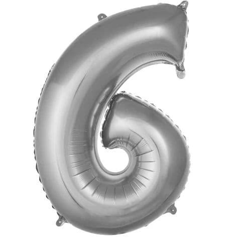 Balon broj 6 - 40”, Srebrna — Boom Baloni Podgorica