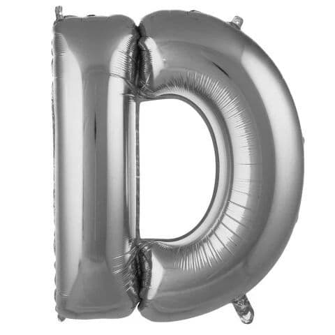 Balon slovo D - 34”, Srebrna — Boom Baloni Podgorica