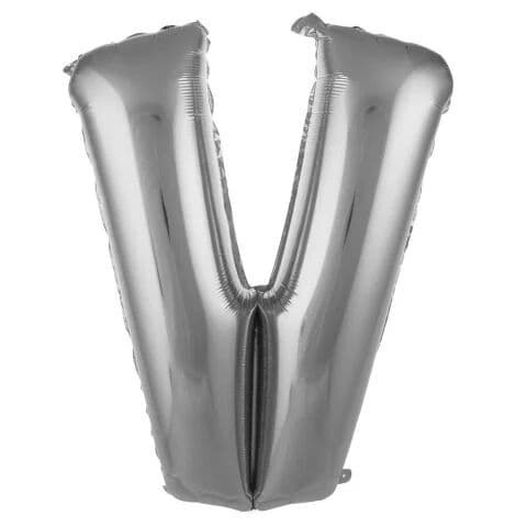 Balon slovo V - 34”, Srebrna — Boom Baloni Podgorica
