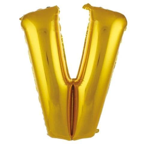 Balon slovo V - 16”, Zlatna — Boom Baloni Podgorica